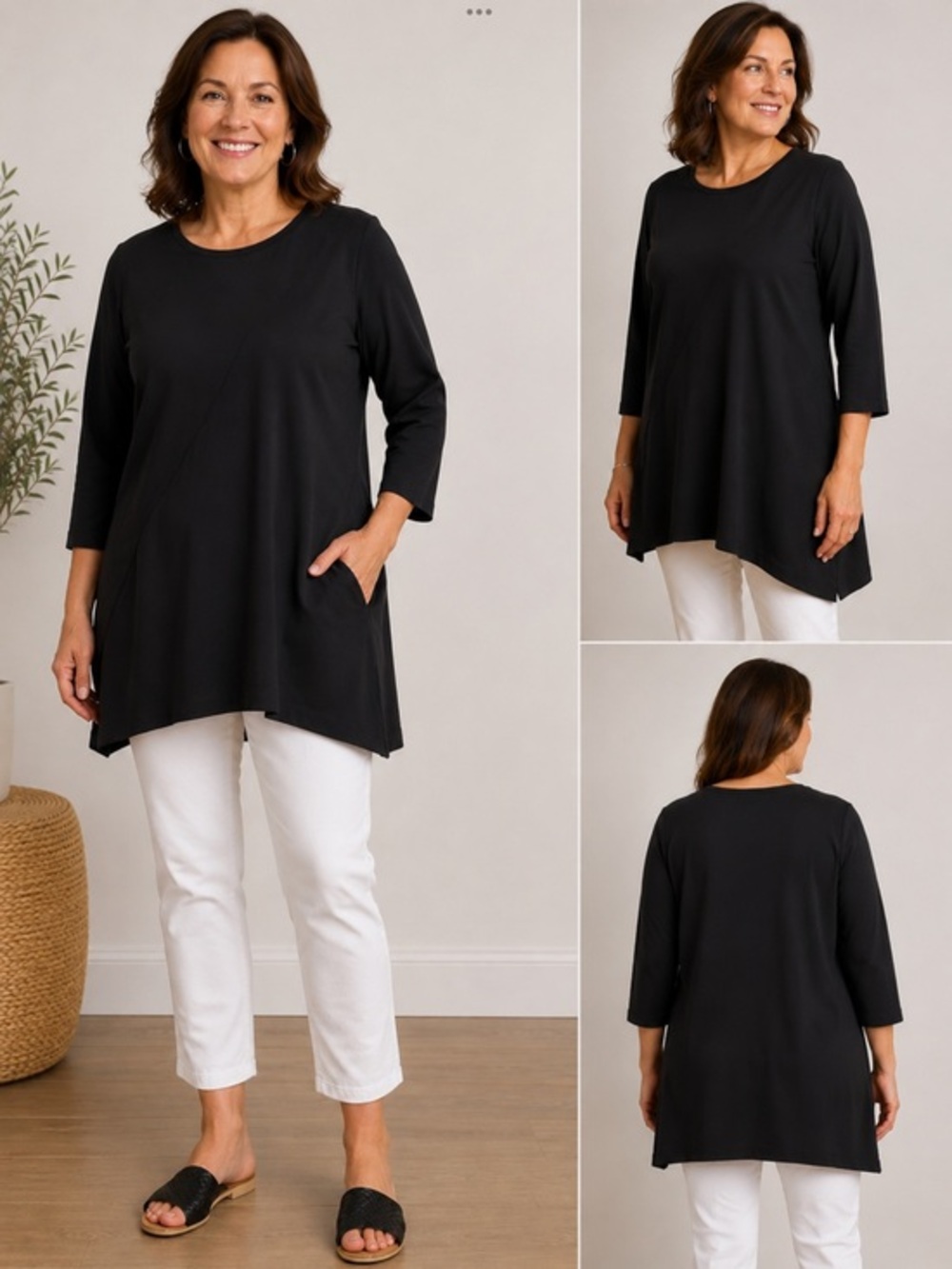 - J Jill Diagonal Hem Black cotton blend tunic in xlg